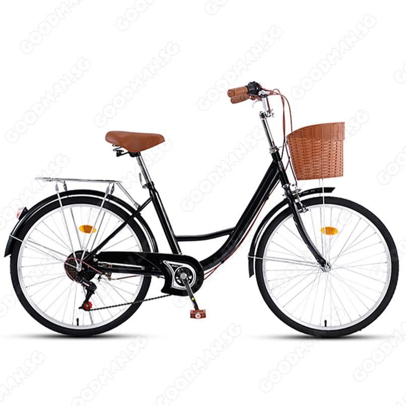 7 Speed Vintage City Bicycle with Basket