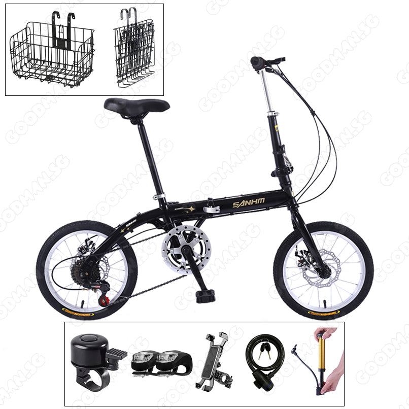 SANHM 16 Inch 6 Speed Foldable Bike