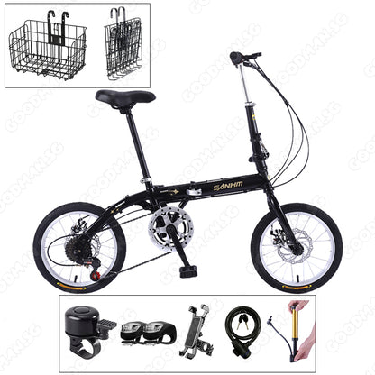 SANHM 16 Inch 6 Speed Foldable Bike