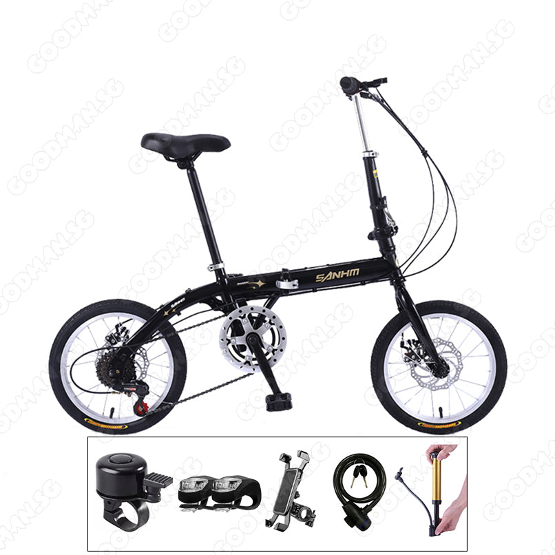 SANHM 16 Inch 6 Speed Foldable Bike