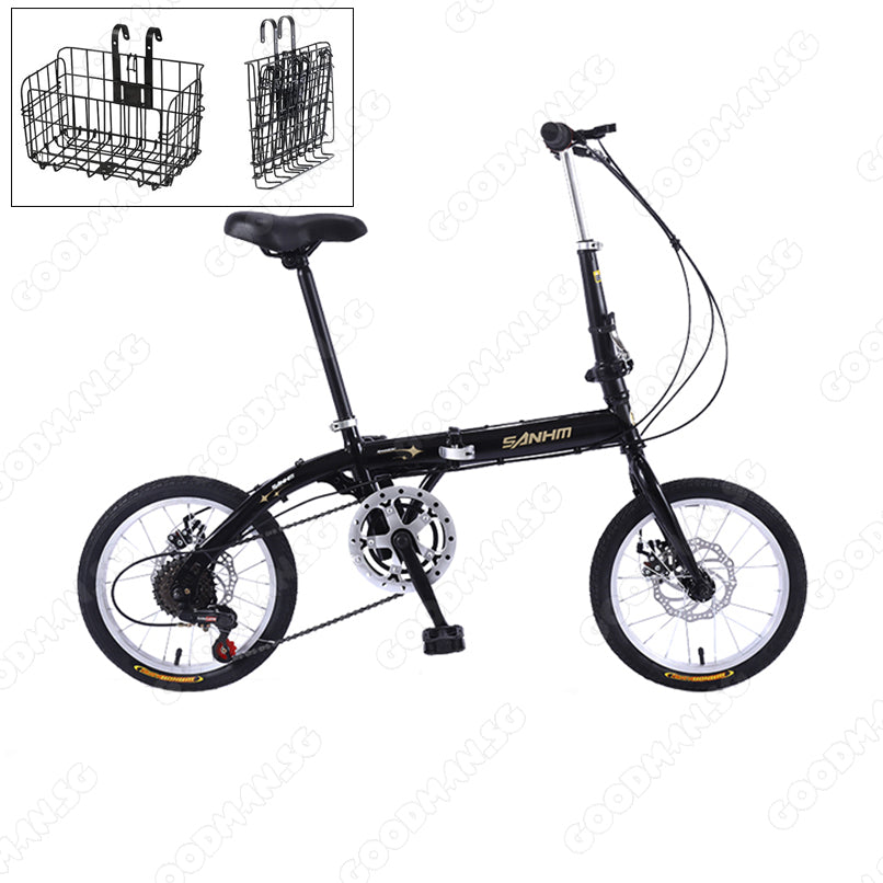 SANHM 16 Inch 6 Speed Foldable Bike