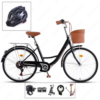 7 Speed Vintage City Bicycle with Basket