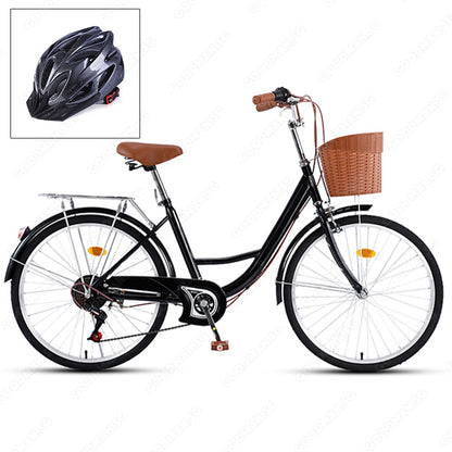 7 Speed Vintage City Bicycle with Basket