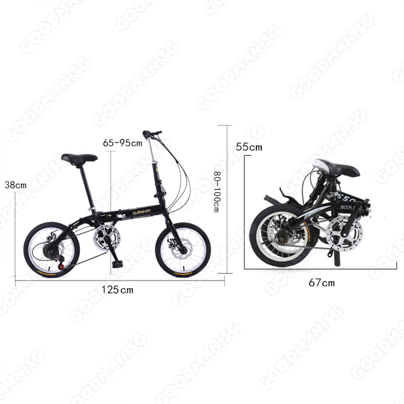 Folding bike shop size